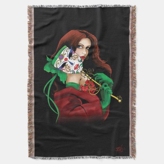 Rote grüne Masquerade Venezianisch Decke (Vorderseite Vertikal)