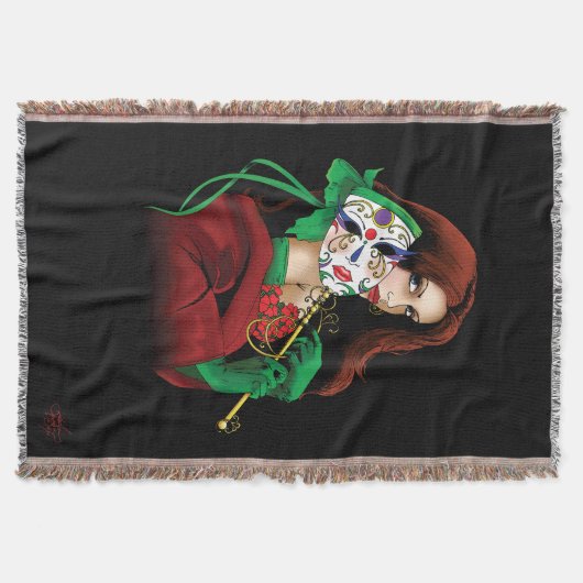 Rote grüne Masquerade Venezianisch Decke (Vorderseite)