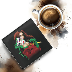 Rote grüne Masquerade Venezianisch. Glasuntersetzer