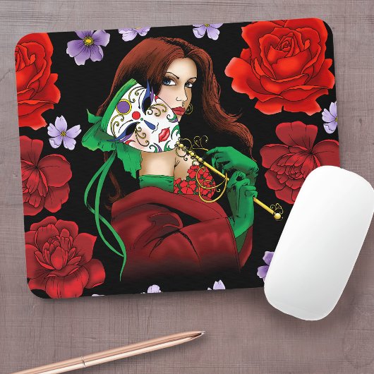 Rote grüne Masquerade Venezianisch Mousepad
