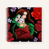 Rote grüne Masquerade Venezianisch Notizblock (Vorderseite)