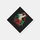 Rote grüne Masquerade Venezianisch Serviette (Ecke)