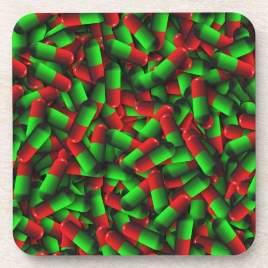 rote grüne Medikamente Getränkeuntersetzer (Vorderseite)