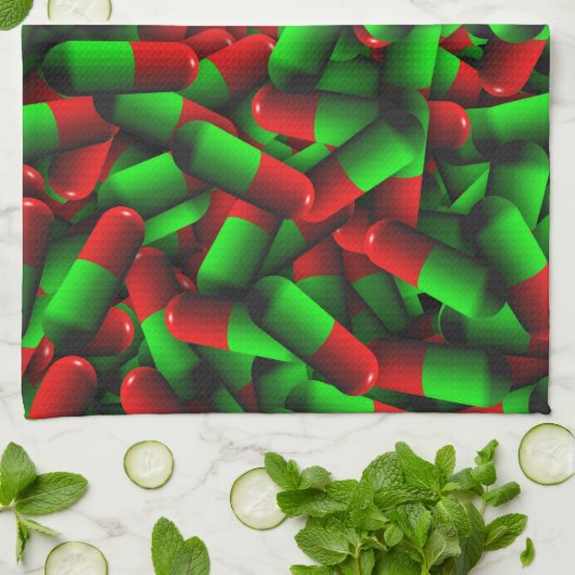 rote grüne Medikamente Handtuch (Gefaltet)