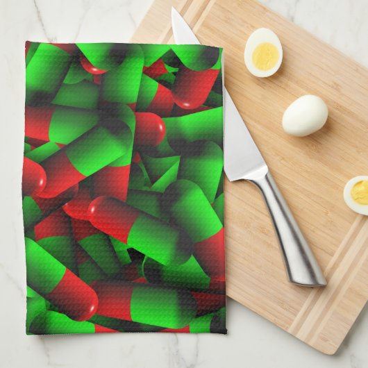 rote grüne Medikamente Handtuch (Viertel Falte)