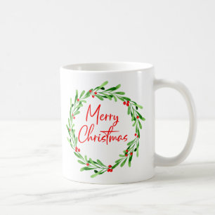 Rote grüne minimalistische Weihnachtsgirlande Wass Kaffeetasse