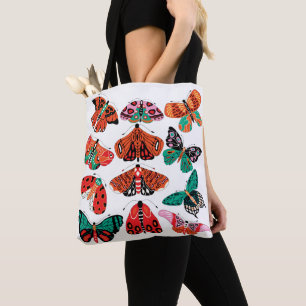 Rote grüne Motte und Schmetterling Tasche