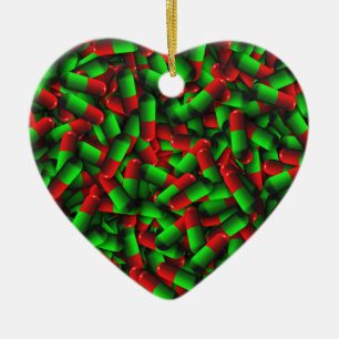 rote grüne Pillen Drogen Keramik Ornament
