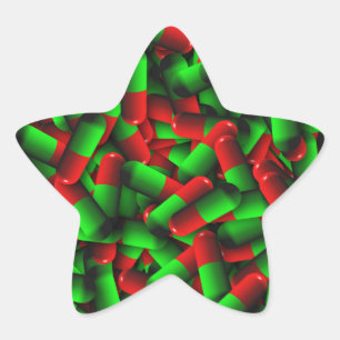 rote grüne Pillen Drogen Stern-Aufkleber