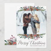 Rote Grüne Pinecone Foto Weihnachtskarten Feiertagskarte (Vorne/Hinten)