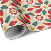 Rote Grüne Poinsettia Geschenkpapier (Rolleneckpunkt)