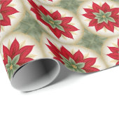 Rote Grüne Poinsettia Geschenkpapier (Rolleneckpunkt)