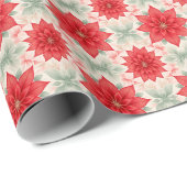 Rote Grüne Poinsettia Geschenkpapier (Rolleneckpunkt)