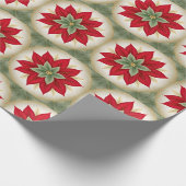 Rote Grüne Poinsettia Geschenkpapier (Ecke)