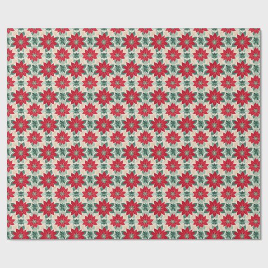 Rote Grüne Poinsettia Geschenkpapier (Flach)