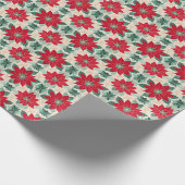Rote Grüne Poinsettia Geschenkpapier (Ecke)