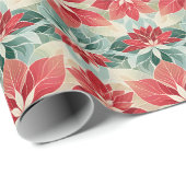 Rote Grüne Poinsettia Geschenkpapier (Rolleneckpunkt)