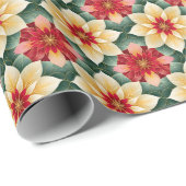 Rote Grüne Poinsettia Geschenkpapier (Rolleneckpunkt)
