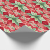 Rote Grüne Poinsettia Geschenkpapier (Ecke)