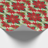 Rote Grüne Poinsettia Geschenkpapier (Ecke)