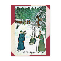 Rote/grüne Postkarte Künste-der Vintagen