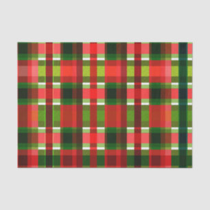Rote Grüne Quadrate Weihnachts-Karo-Muster Seidenpapier