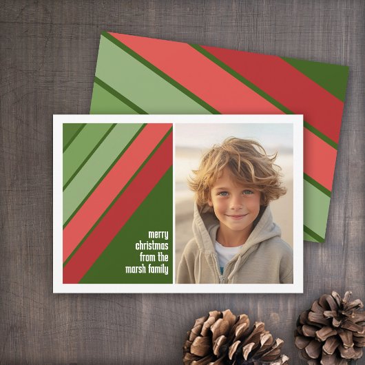 Rote grüne Retrostreifen - 1 Foto Feiertagskarte