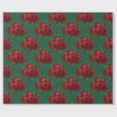 Rote Grüne Rose Weihnachten Geschenkpapier (Flach)