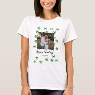 rote grüne Schneeflocken Text Foto frohe Weihnacht T-Shirt