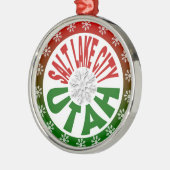 Rote grüne Schneeflockeverzierung Salt Lake Citys Silbernes Ornament (Links)