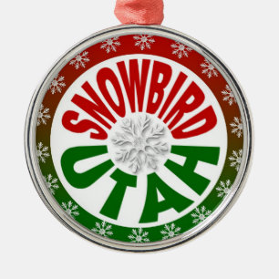 Rote grüne Schneeflockeverzierung Snowbird-Utahs Silbernes Ornament