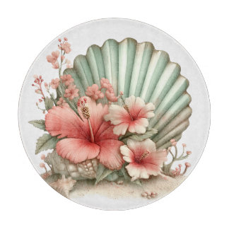 ROTE & GRÜNE SOMMER-HIBISKUSBLÜTEN SCHNEIDEBRETT