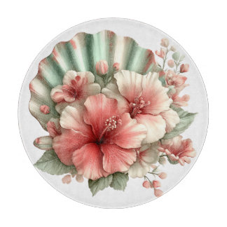 ROTE & GRÜNE SOMMER-HIBISKUSBLÜTEN SCHNEIDEBRETT