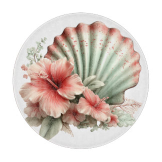 ROTE & GRÜNE SOMMER-HIBISKUSBLÜTEN SCHNEIDEBRETT