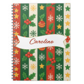 Rote grüne Streifen Pine and Berry Holiday Notizblock (Vorderseite)