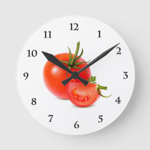 Rote grüne Tomate-Nahrungsmittelkunst Runde Wanduhr