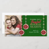 Rote Grüne Treppen Ornamente Weihnachten Fotokarte (Vorne/Hinten)