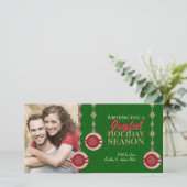 Rote Grüne Treppen Ornamente Weihnachten Fotokarte (Stehend Vorderseite)