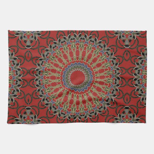 Rote, grüne und blaue Mandala Handtuch (Horizontal)