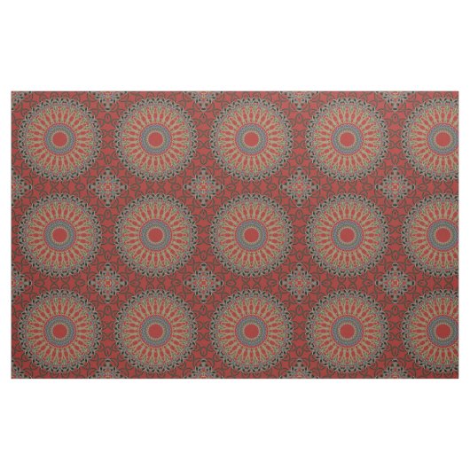 Rote, grüne und blaue Mandala-kleines Muster Stoff (Fat Quarter (45,7 x 55,9 cm))