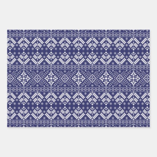 Rote, grüne und blaue Wintermesse Insel Weihnachte Geschenkpapier Set (Vorderseite 3)