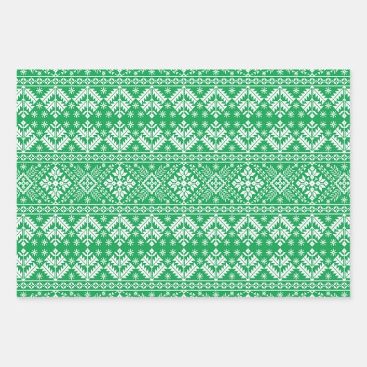 Rote, grüne und blaue Wintermesse Insel Weihnachte Geschenkpapier Set (Vorderseite 2)