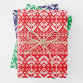 Rote, grüne und blaue Wintermesse Insel Weihnachte Geschenkpapier Set (Beispiel)