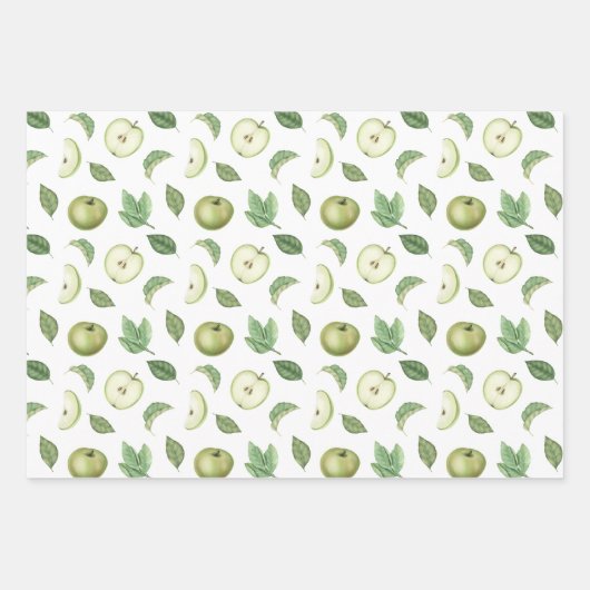 Rote, grüne und gelbe Äpfel Geschenkpapier Set (Vorderseite 3)