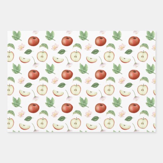 Rote, grüne und gelbe Äpfel Geschenkpapier Set (Vorderseite 2)