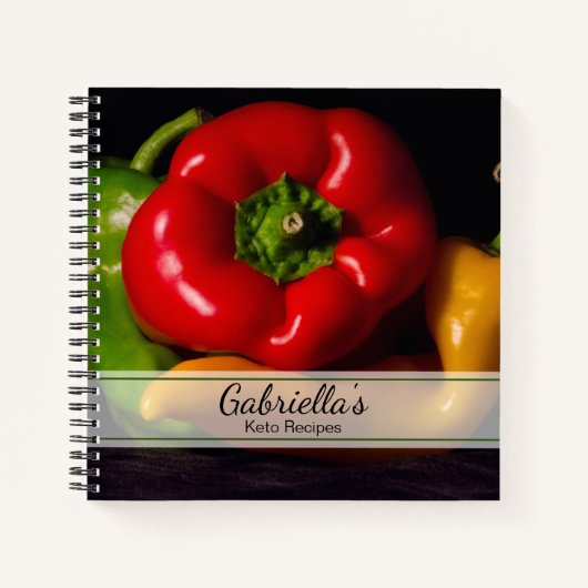 Rote, grüne und gelbe Paprikaschoten Rezept Notizblock (Vorderseite)