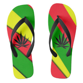 Rote, grüne und goldene Flip Flops Badesandalen
