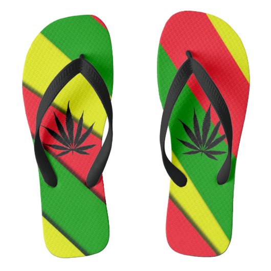 Rote, grüne und goldene Flip Flops Badesandalen (Fußbett)
