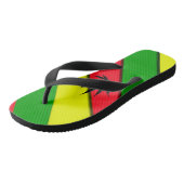 Rote, grüne und goldene Flip Flops Badesandalen (Schrägansicht)
