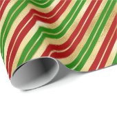 Rote, grüne und goldene Weihnachtsstreifen Geschenkpapier (Rolleneckpunkt)
